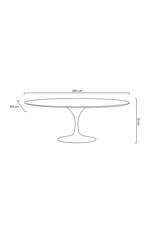 Stół TULIP ELLIPSE 200 biały - MDF,       metal