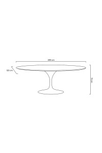 Stół TULIP ELLIPSE 200 biały - MDF,       metal