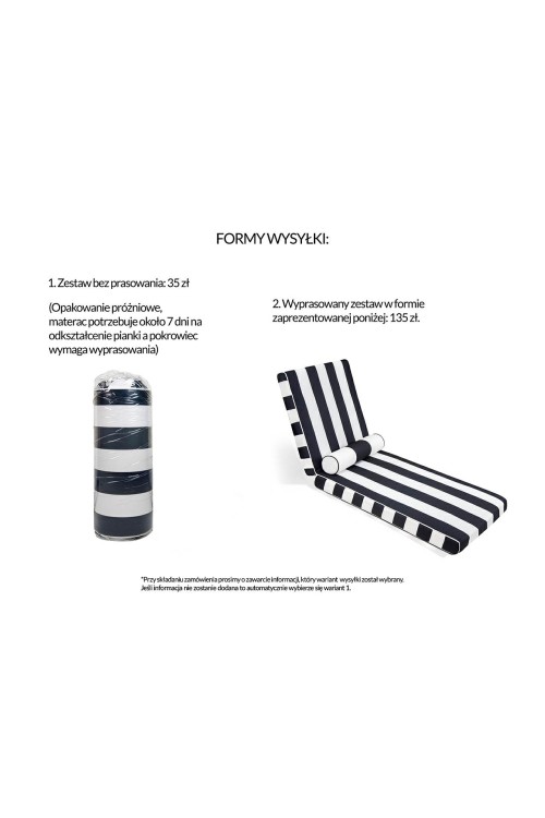 Materac ogrodowy AZURE z poduszką biało-czarny