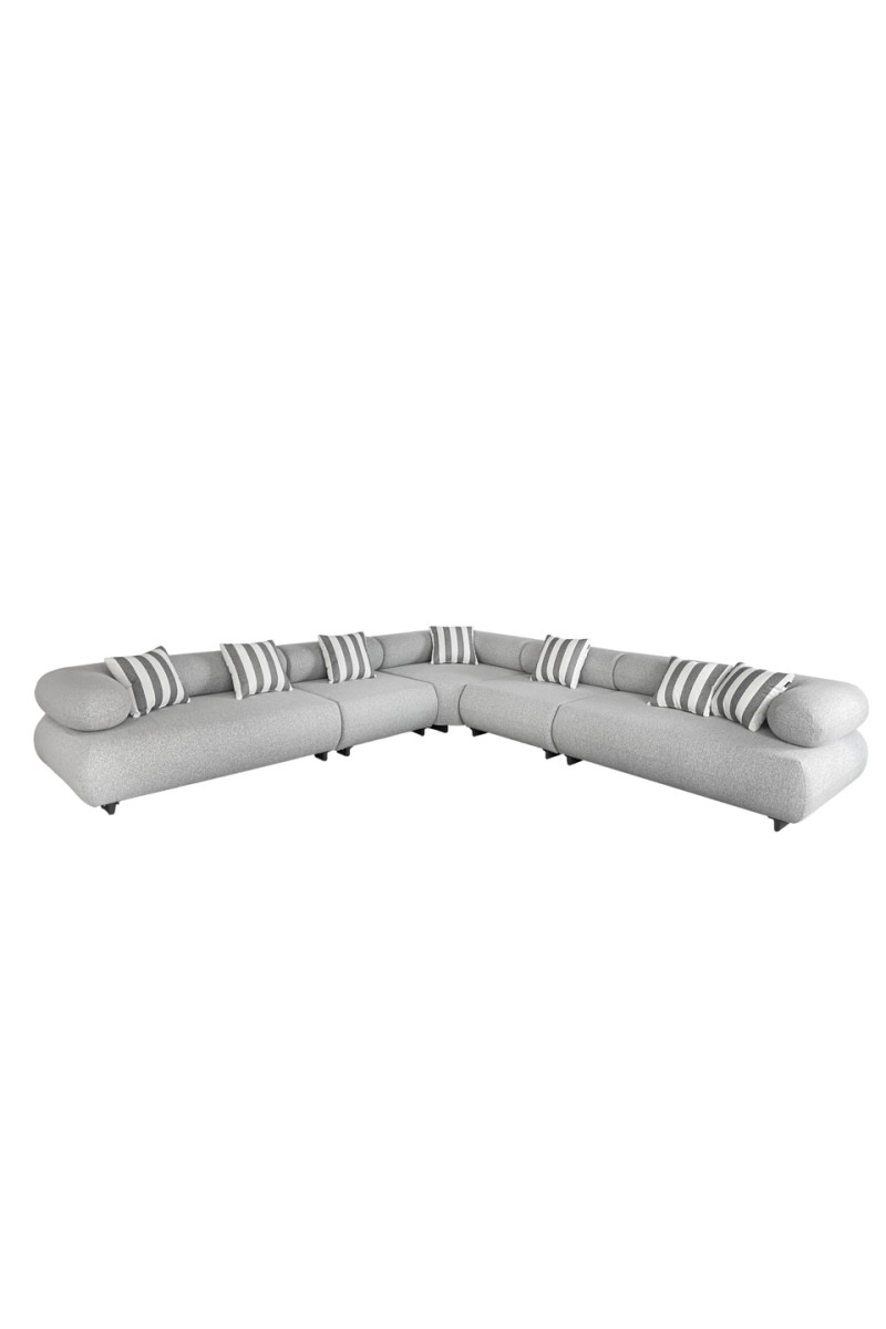 MaMaison sofa narożna ogrodowa ALEXANDER  szara (poduszki i pokrowiec w zestawie)