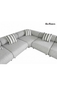 MaMaison sofa narożna ogrodowa ALEXANDER  szara (poduszki i pokrowiec w zestawie)