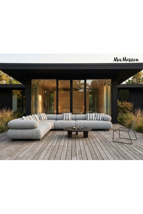 MaMaison sofa narożna ogrodowa ALEXANDER  szara (poduszki i pokrowiec w zestawie)