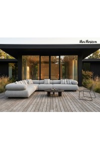 MaMaison sofa narożna ogrodowa ALEXANDER  szara (poduszki i pokrowiec w zestawie)