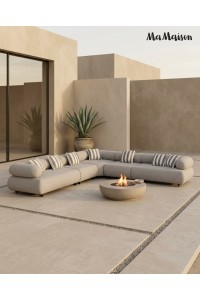 MaMaison sofa narożna ogrodowa ALEXANDER  szara (poduszki i pokrowiec w zestawie)
