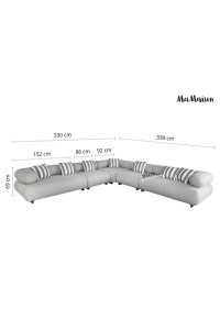 MaMaison sofa narożna ogrodowa ALEXANDER  szara (poduszki i pokrowiec w zestawie)