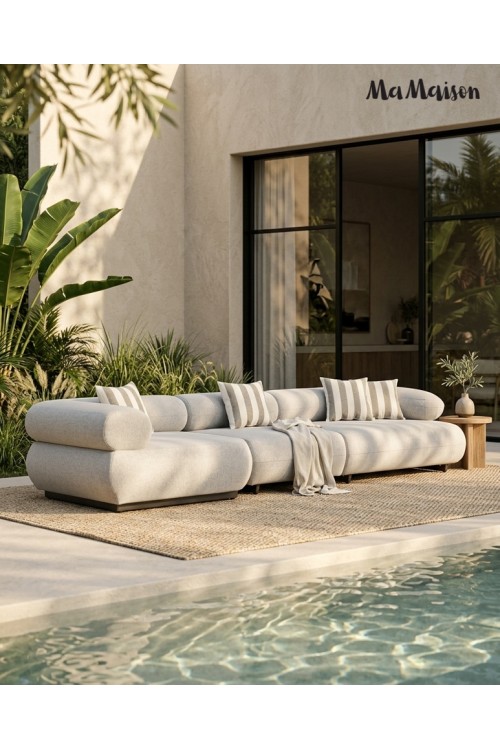 MaMaison sofa ogrodowa ALEXANDER szara    (poduszki i pokrowiec w zestawie)