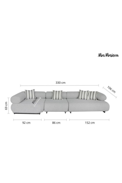 MaMaison sofa ogrodowa ALEXANDER szara    (poduszki i pokrowiec w zestawie)