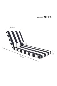 Materac ogrodowy NICEA z poduszką         biało-czarny