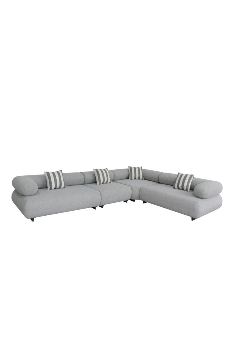 MaMaison sofa narożna ogrodowa ALEXANDER  4 szara (poduszki i pokrowiec w zestawie)