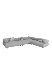 MaMaison sofa narożna ogrodowa ALEXANDER  4 szara (poduszki i pokrowiec w zestawie)