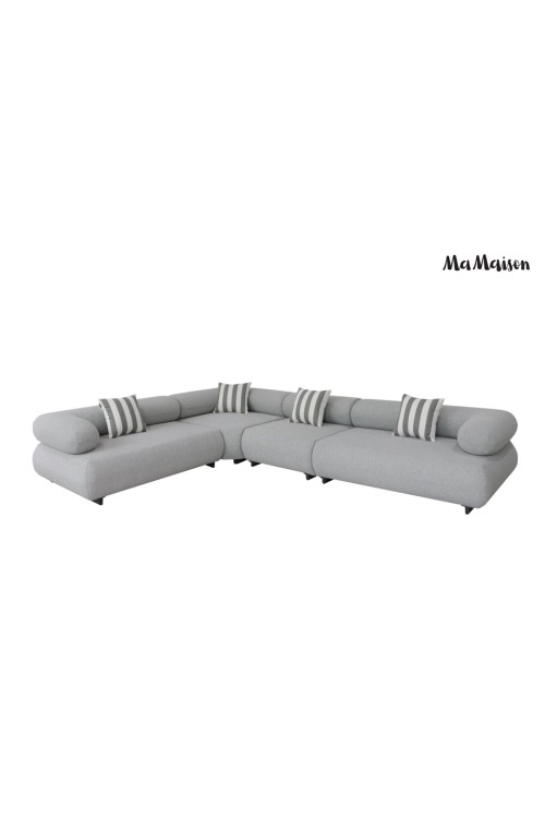 MaMaison sofa narożna ogrodowa ALEXANDER  4 szara (poduszki i pokrowiec w zestawie)