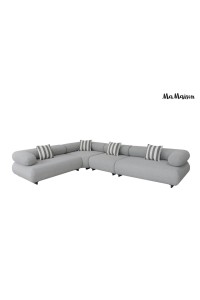 MaMaison sofa narożna ogrodowa ALEXANDER  4 szara (poduszki i pokrowiec w zestawie)
