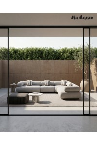 MaMaison sofa narożna ogrodowa ALEXANDER  4 szara (poduszki i pokrowiec w zestawie)