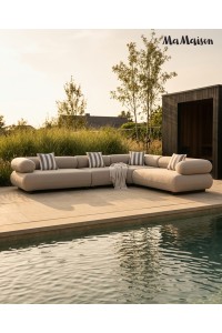 MaMaison sofa narożna ogrodowa ALEXANDER  4 szara (poduszki i pokrowiec w zestawie)