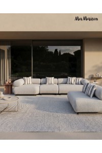 MaMaison sofa narożna ogrodowa ALEXANDER  4 szara (poduszki i pokrowiec w zestawie)