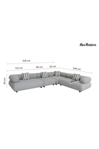 MaMaison sofa narożna ogrodowa ALEXANDER  4 szara (poduszki i pokrowiec w zestawie)