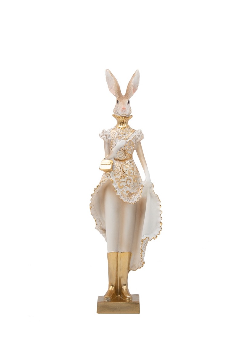 Figurka dekoracyjna SHP RABBIT beżowa /   złota