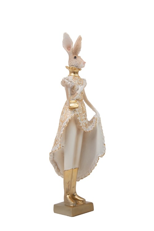 Figurka dekoracyjna SHP RABBIT beżowa /   złota