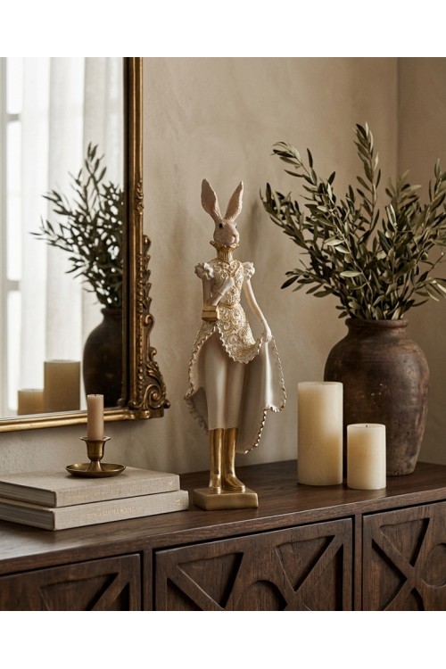 Figurka dekoracyjna SHP RABBIT beżowa /   złota
