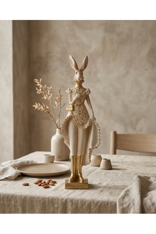 Figurka dekoracyjna SHP RABBIT beżowa /   złota
