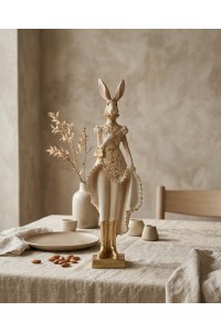 Figurka dekoracyjna SHP RABBIT beżowa /   złota