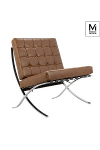 MODESTO fotel BARCELON VINTAGE PU - ekoskóra, stal polerowana