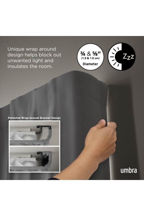 UMBRA karnisz TWILIGHT DOUBLE 76 - 213    cm czarny mat