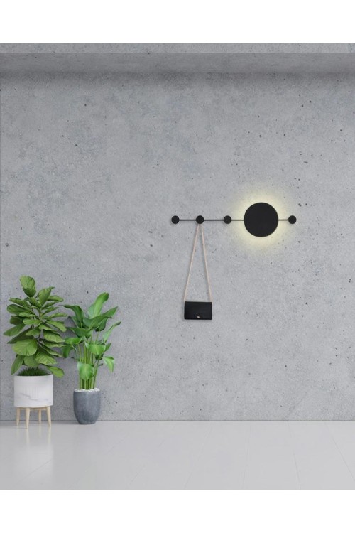 MOOSEE lampa ścienna SHADOW HANG z wieszakiem czarna