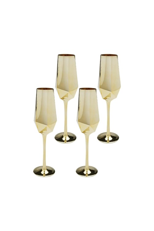 KARE komplet 4 kieliszków do szampana     DIAMOND 365 ml złoty