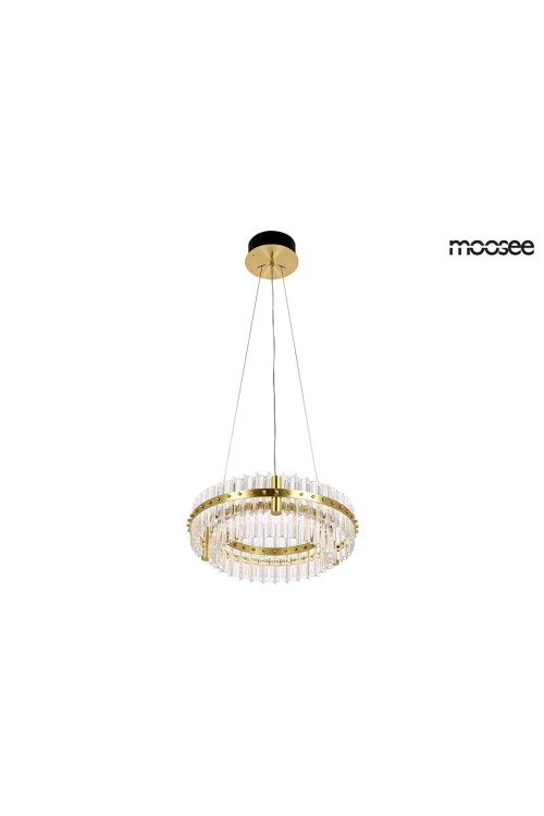 MOOSEE lampa wisząca SATURNUS 47 DUO złota - LED, kryształ, stal szczotkowana