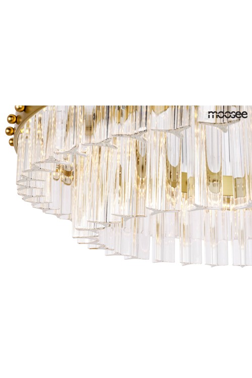 MOOSEE lampa wisząca SATURNUS 47 DUO złota - LED, kryształ, stal szczotkowana