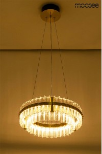 MOOSEE lampa wisząca SATURNUS 47 DUO złota - LED, kryształ, stal szczotkowana