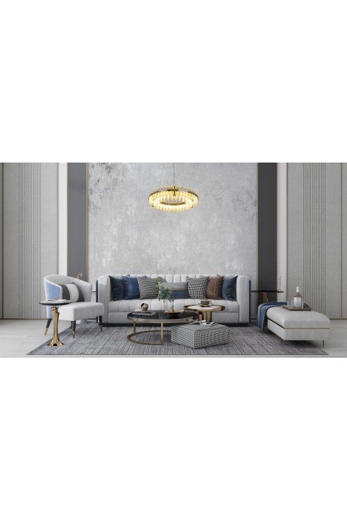 MOOSEE lampa wisząca SATURNUS 47 DUO złota - LED, kryształ, stal szczotkowana