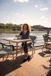 Krzesło ogrodowe CAFE MIRAMAR turkus /    morski rattan