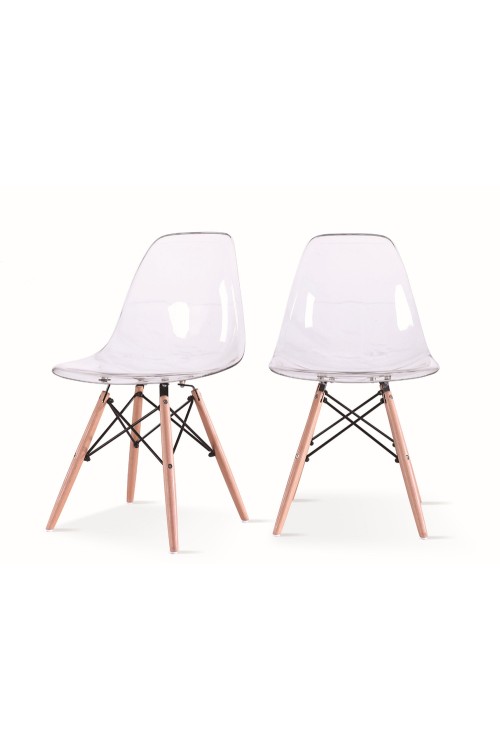 Krzesło ICE WOOD transparentne - poliweglan, podstawa bukowa