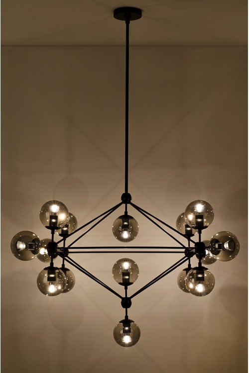 MOOSEE lampa wisząca PLANETARIO 15        czarna - klosze dymione