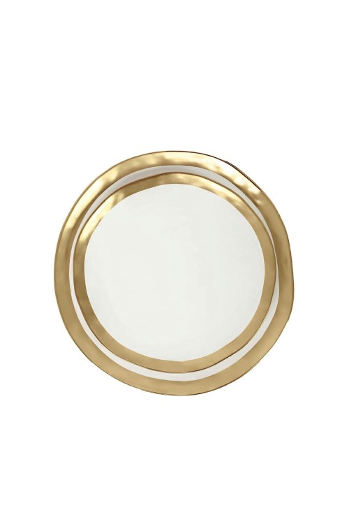 KARE talerz BELL 31 cm biało-złoty