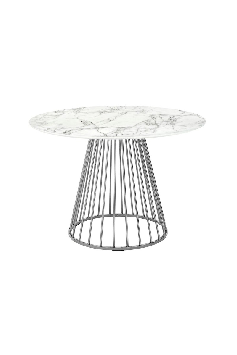 Stół GLAM MARBLE 110 - MDF, chromowana podstawa