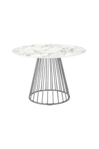 Stół GLAM MARBLE 110 - MDF, chromowana podstawa