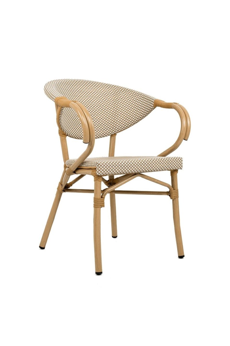 Krzesło ogrodowe CAFE BISTRO PARIS ARM    beżowe rattan