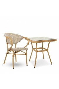 Krzesło ogrodowe CAFE BISTRO PARIS ARM    beżowe rattan