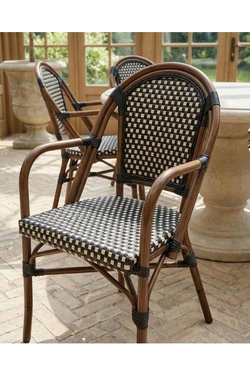 Krzesło ogrodowe CAFE PARIS ARM brązowe   rattan