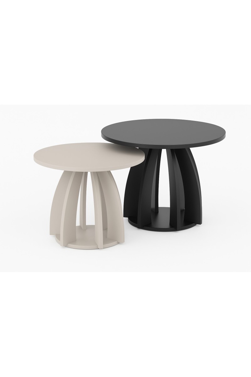 Zestaw 2 stolików kawowych lamello — nowoczesny design inspirowany lamelami