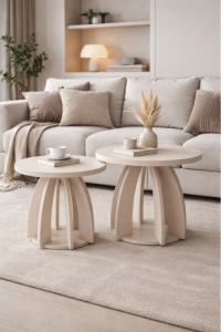 Zestaw 2 stolików kawowych lamello — nowoczesny design inspirowany lamelami