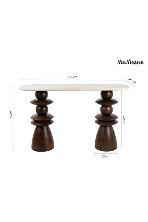 MaMaison konsola RONDA 130 drewno mango   / marmur