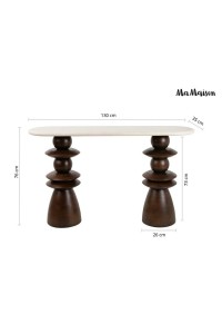 MaMaison konsola RONDA 130 drewno mango   / marmur