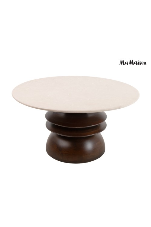 MaMaison stolik kawowy RONDA 80 drewno    mango / marmur