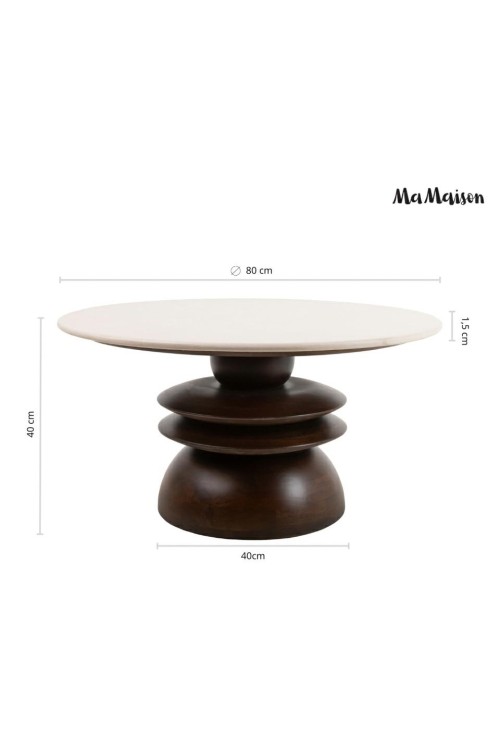 MaMaison stolik kawowy RONDA 80 drewno    mango / marmur