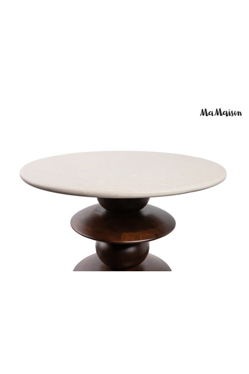 MaMaison stolik RONDA 50 drewno mango /   marmur