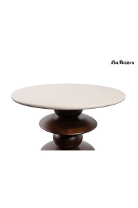 MaMaison stolik RONDA 50 drewno mango /   marmur